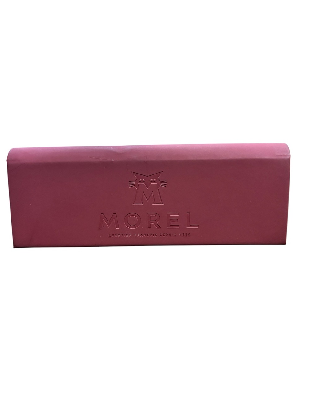Morel red-wine collapsible triangular eyeglass case.